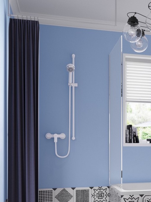 Zdjęcie pokazuje baterię natryskową KLUDI PURE&EASY White