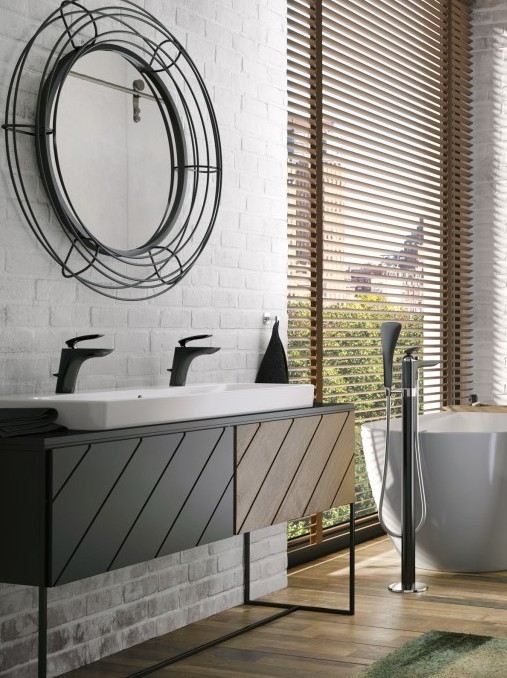 Zdjęcie prezentuje baterię umywalkową z serii KLUDI BALANCE BLACK