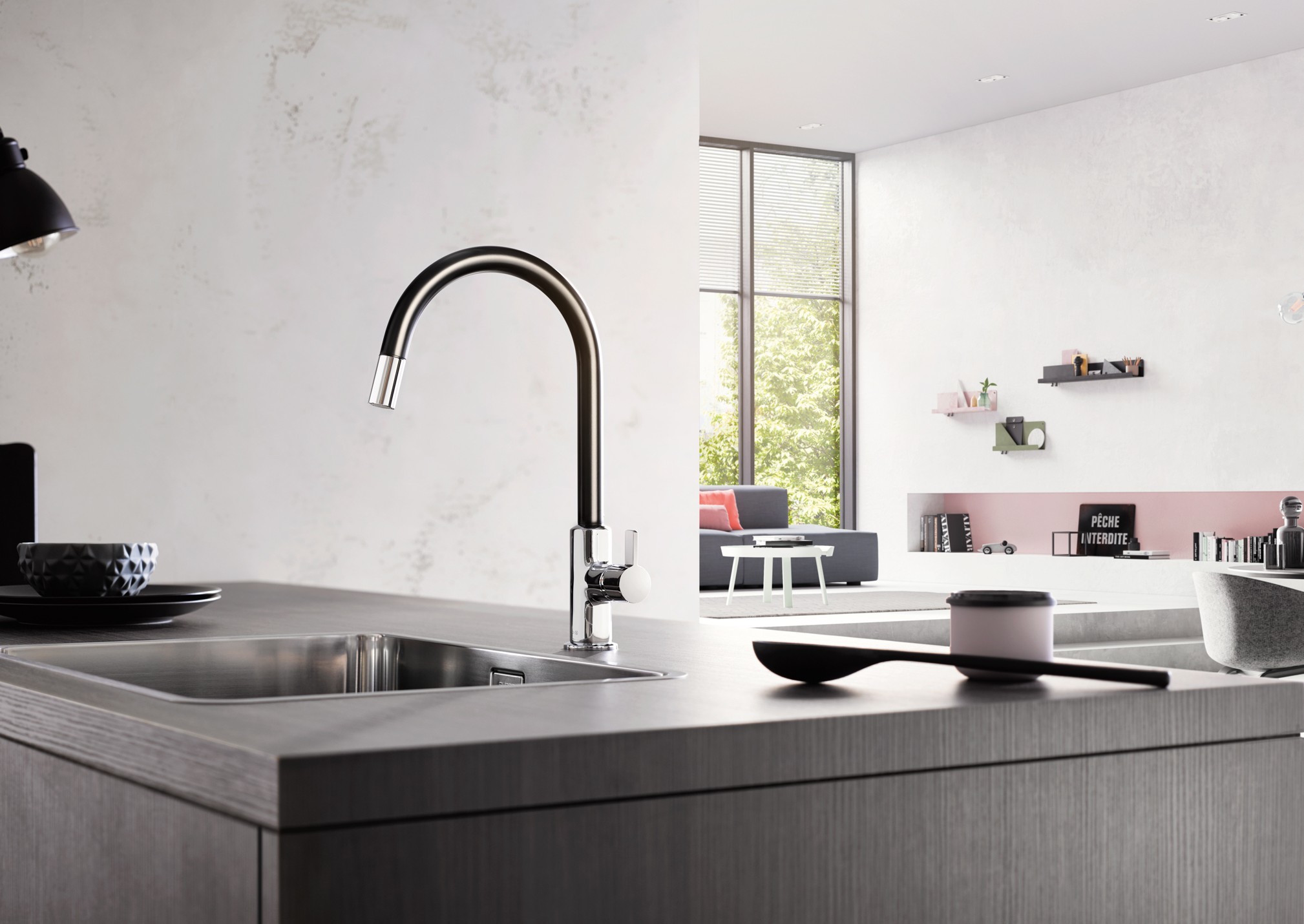 Zdjęcie pokazuje piękną baterię kuchenną KLUDI BINGO STAR XS 