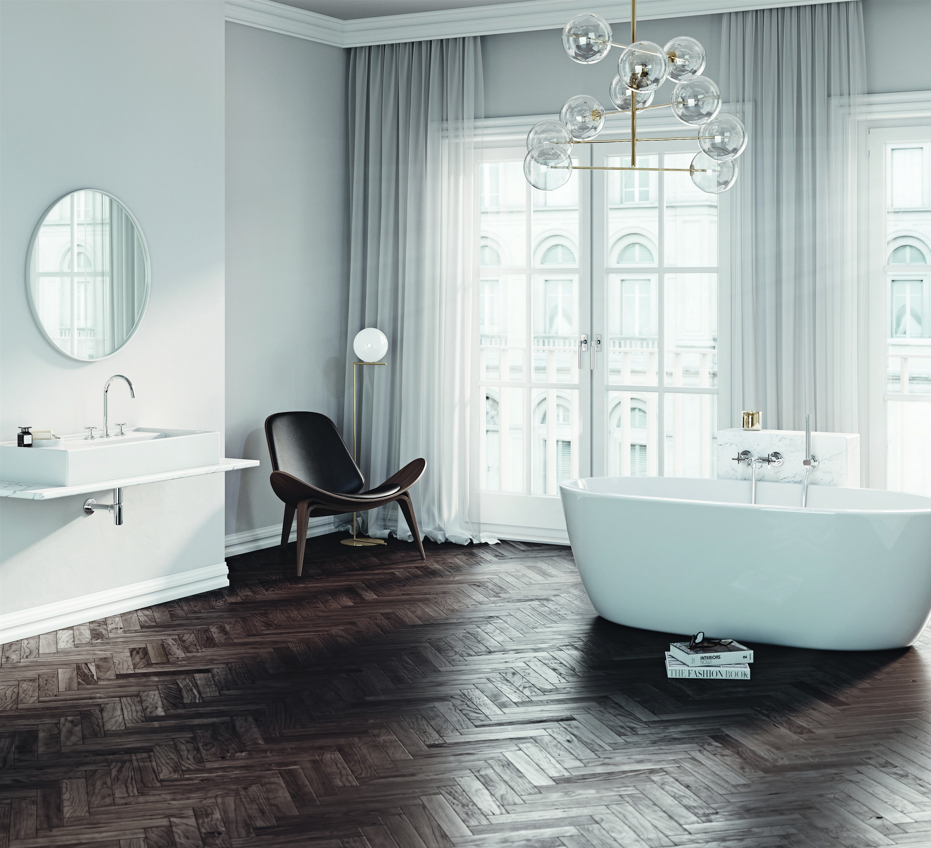 Zdjęcie wnętrza łazienki z wykorzystaniem armatur KLUDI NOVA FONTE Classic