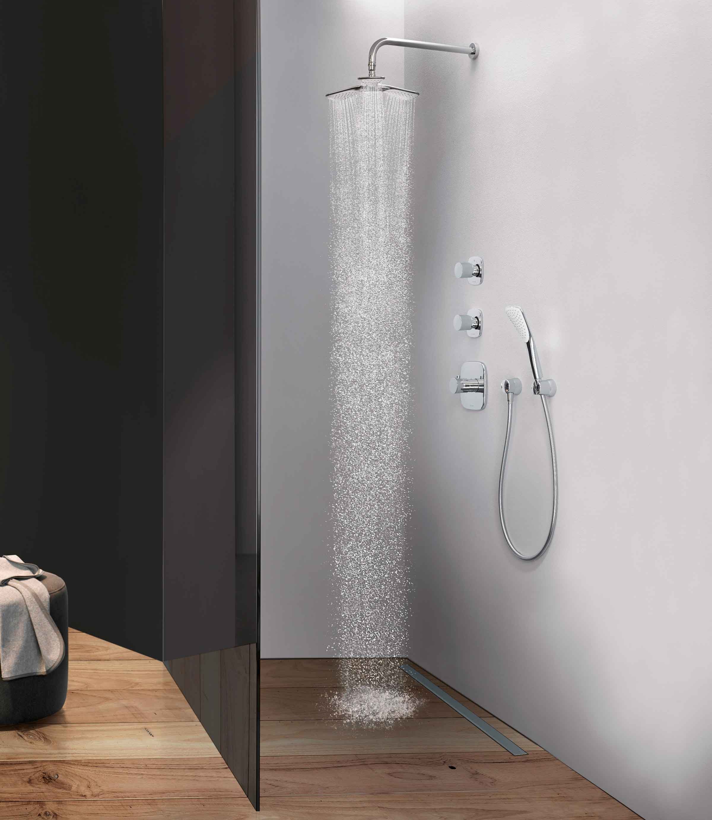 Aranżacja łazienki z zastosowaniem produktów podtynkowych serii KLUDI AMBIENTA.