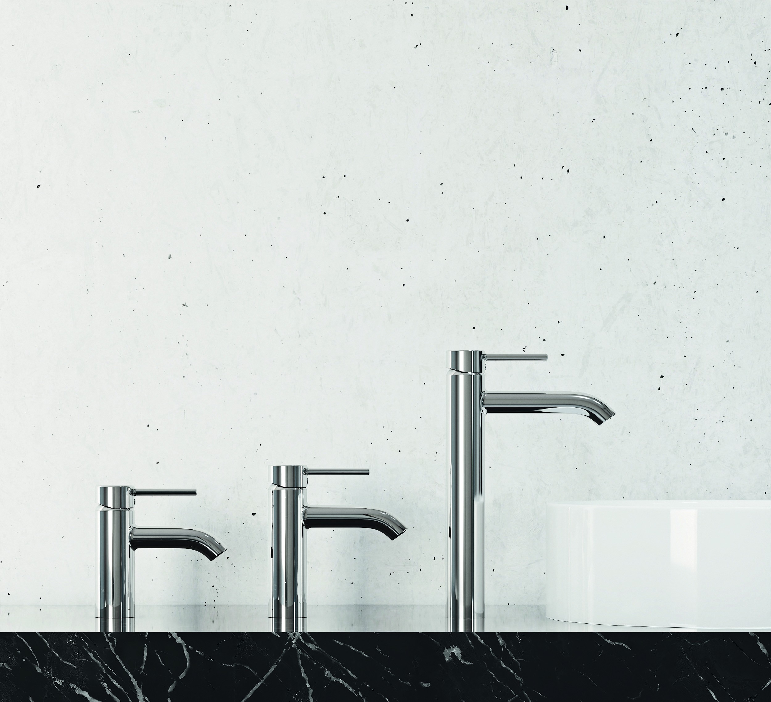 Zdjęcie armatur umywalkowych KLUDI BOZZ o różnej wysokości korpusu