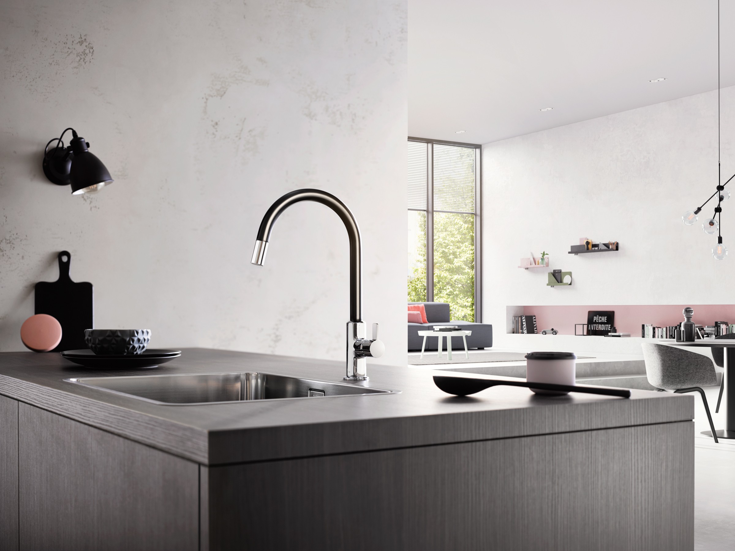 Armatura kuchenna o powierzchni czarny mat